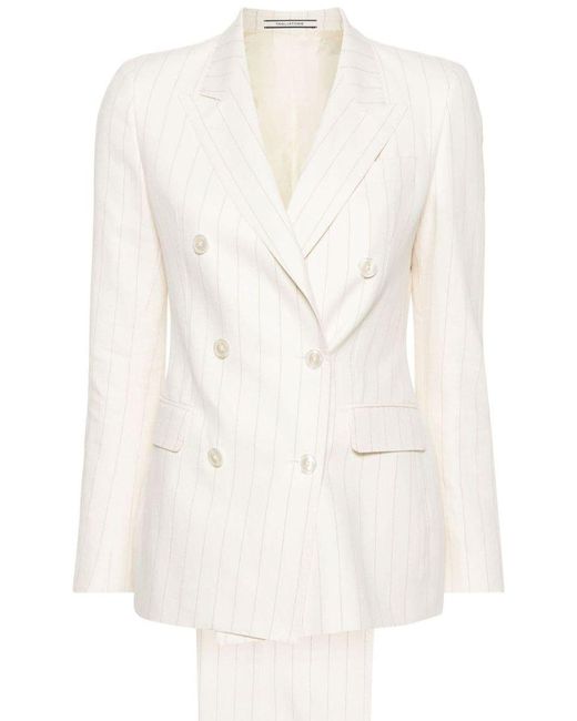 Tagliatore White Linen And Cotton Blend Jacket