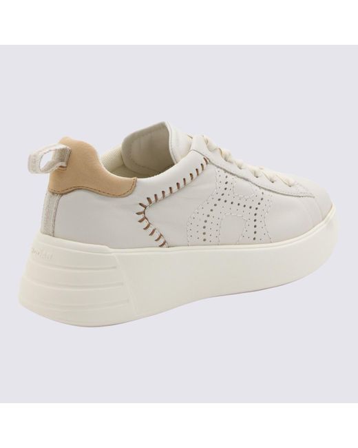 Hogan White Ivory Leather Rebel Sneakers