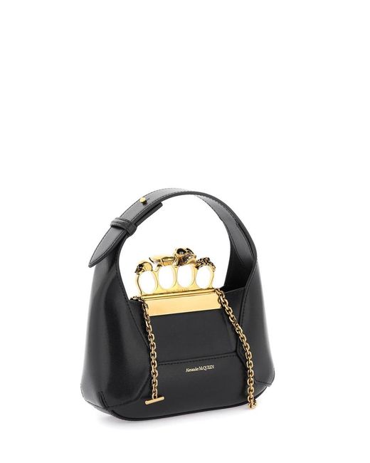 Alexander McQueen Black The Jewelled Hobo Mini Bag