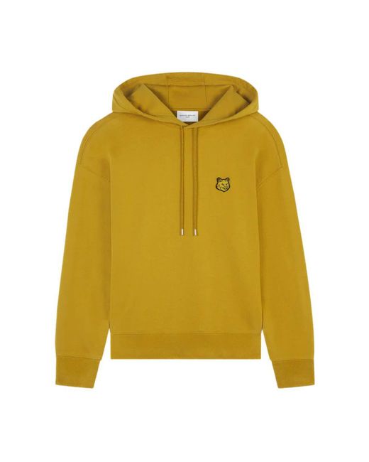 Maison Kitsuné Yellow Bold Fox Head Patch Oversize Hoodie Trench for men