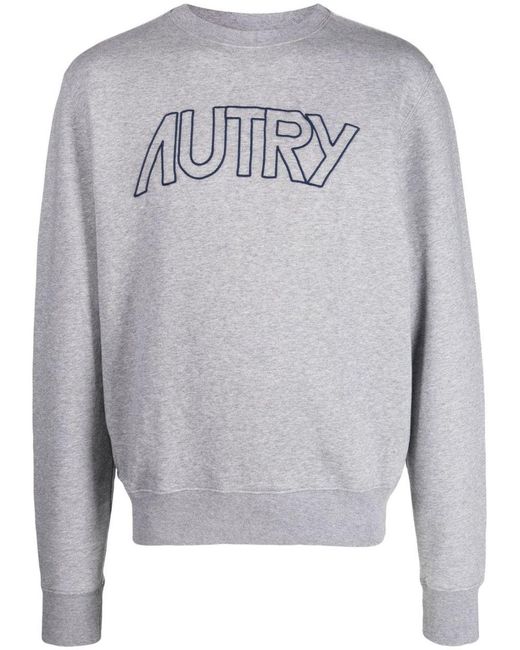 Autry Gray Cotton Sweatshirt With Logo Print for men