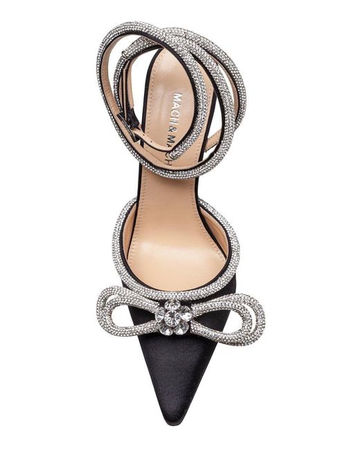 Mach & Mach White Satin Double Bow Pumps