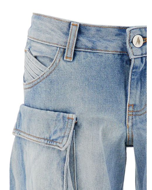 The Attico 'essie' Light Blue Fitted Jeans With Cargo Pockets In Denim Woman