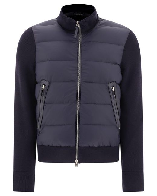 Tom Ford Blue Tricot Down Jacket for men