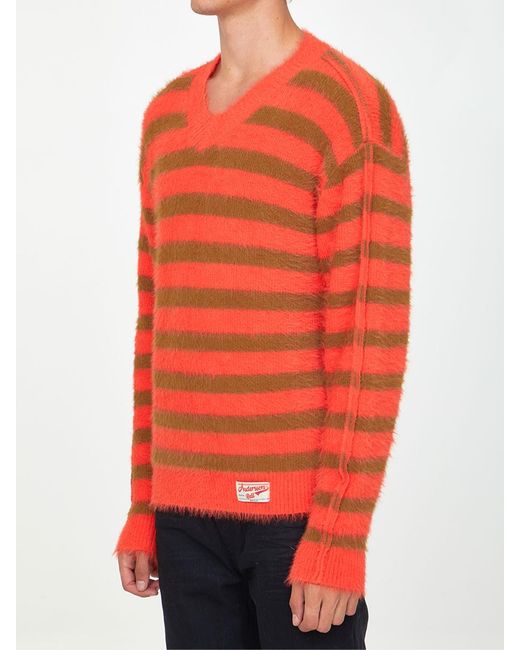 ANDERSSON BELL Red Orange And Beige Striped Jumper for men