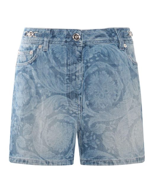 Versace Blue Medium Cotton Denim Shorts