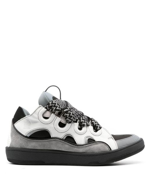Lanvin Black Curb Leather Sneakers for men