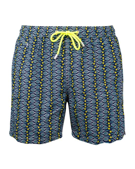 Saint Barth Blue Lighting Micro Fantasy Lightweight Fabric Swimsuit With Tennis Print for men