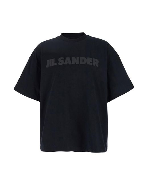 Jil Sander Black Tone-On-Tone Over Fit Mc Logo T-Shirt for men