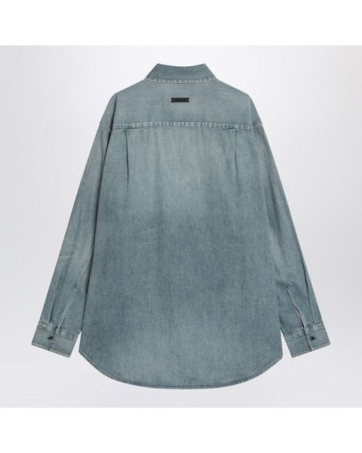 Fear Of God Blue Light Shirt With Faded Denim Effect for men