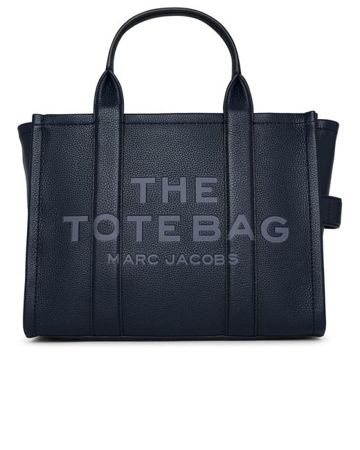Marc Jacobs Blue Navy Leather Midi Tote Bag