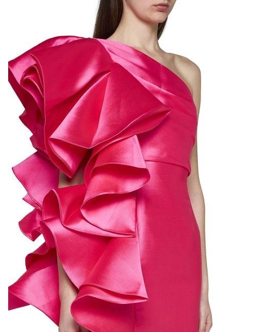 Solace London Pink Fuchsia Mini Dress With Ruffles