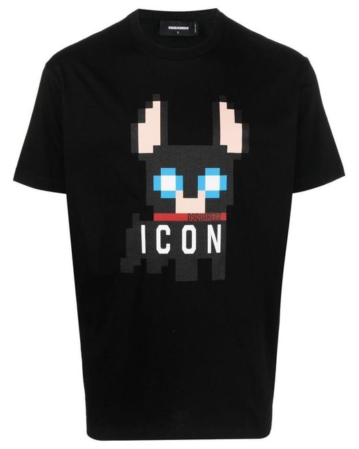 DSquared² Black Icon Pixel-print T-shirt for men