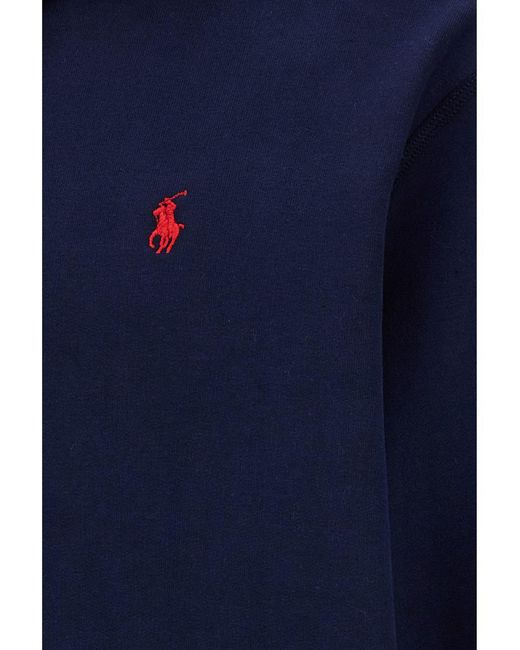 Polo Ralph Lauren Blue Fleece-Back Cotton Hoodie for men