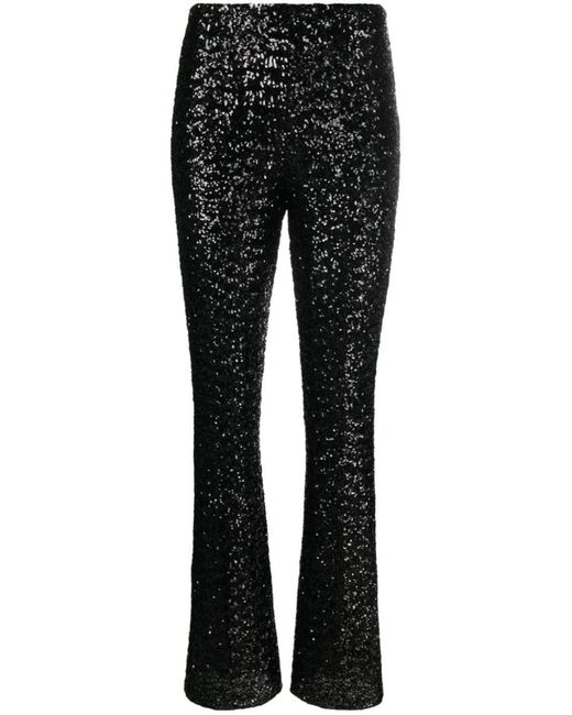 Oseree Black Wide-Leg Trousers Embellished With Sequins