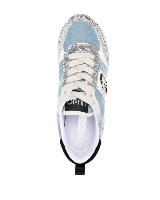 Liu Jo White Sneakers With Glitter And Logo Patch