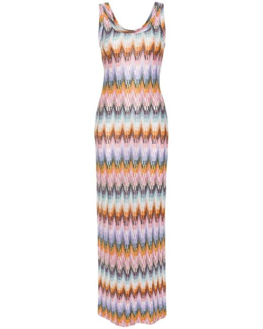 Missoni White Zigzag Pattern Long Dress
