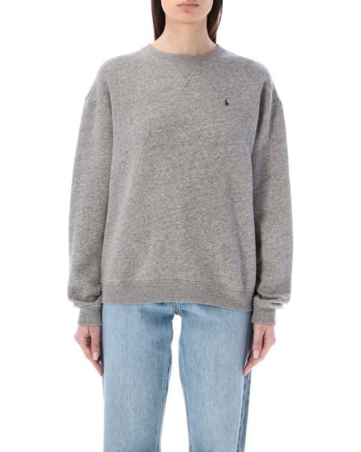 Polo Ralph Lauren Gray Cotton Fleece Crewneck Sweatshirt