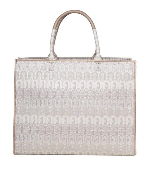 Furla Shopping Bag Opportunity L In Jacquard Fabric in Gray | Lyst