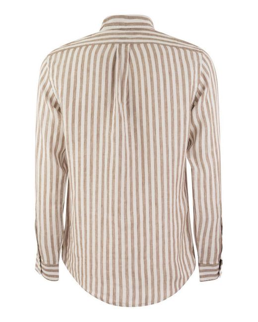 Polo Ralph Lauren White Custom-fit Striped Linen Shirt for men