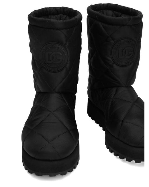 Dolce & Gabbana Black Nylon Puffy Boots for men