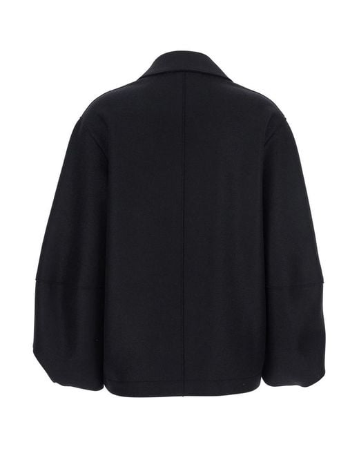 Harris Wharf London Blue Jacket With Wide Collar And Balloon Sleeves