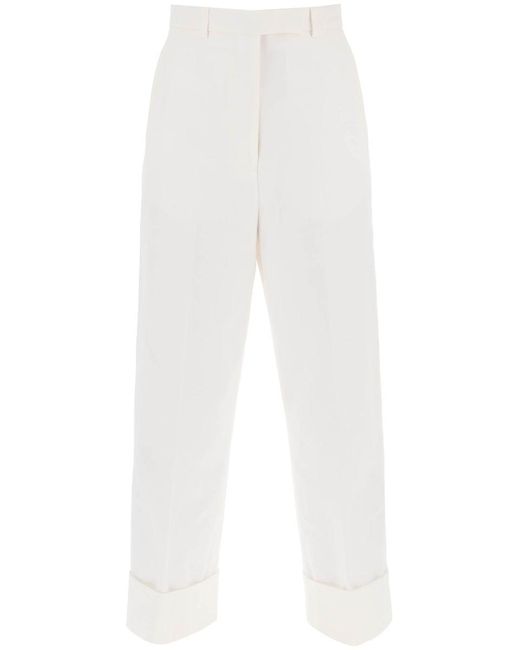 Thom Browne White Cropped Wide Leg Jeans