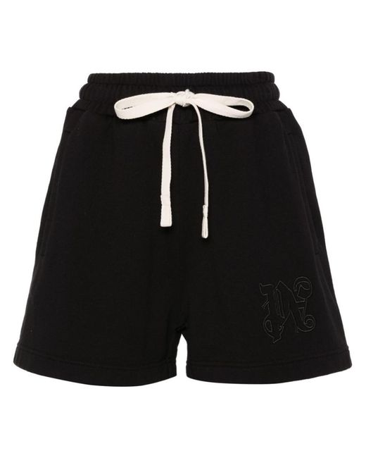 Palm Angels Black Logo Cotton Shorts