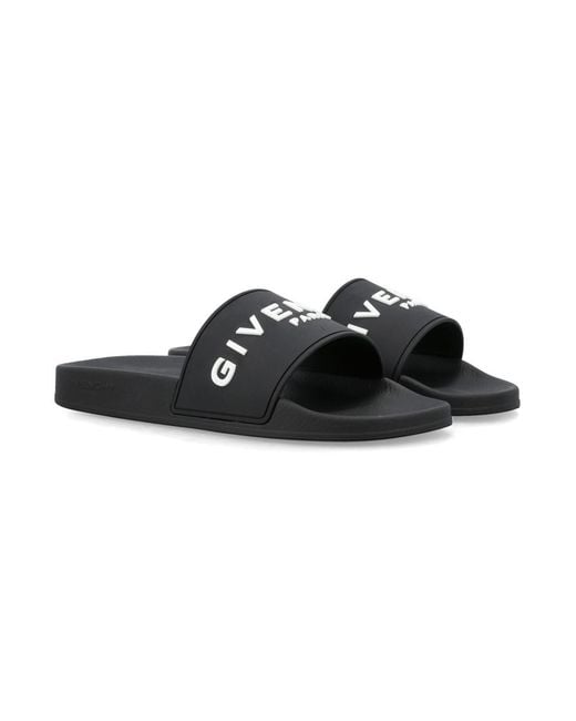 Givenchy Black Slide Flat Sandals for men