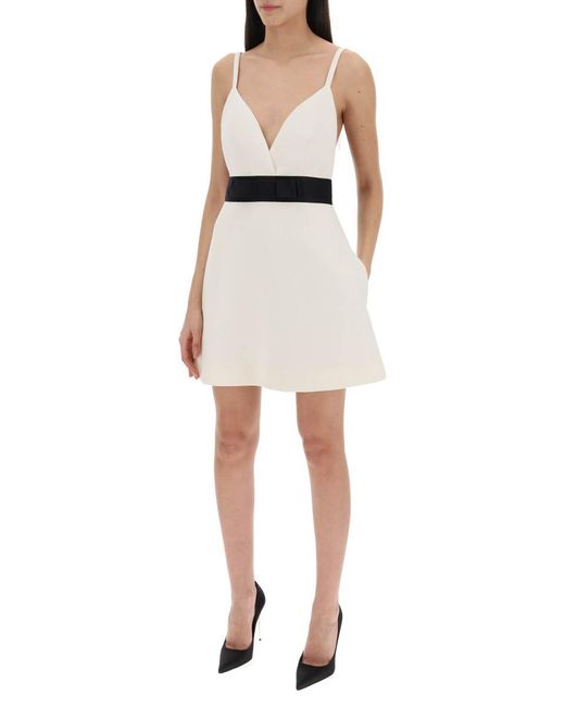 Dolce & Gabbana Natural Mini Wool Twill Dress With Belt