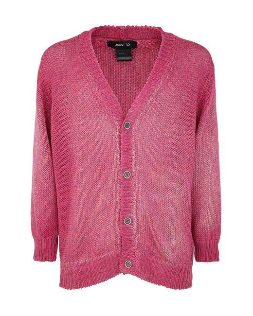 Avant Toi Pink Hand Painted Mouline` Linen/cotton Pullover With Destroyed Edges Clothing for men