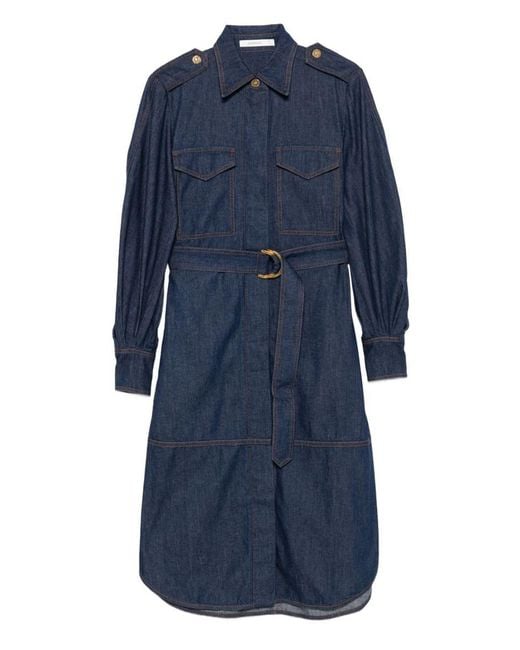 Zimmermann Blue Ink Cotton Denim Cargo Mini Dress