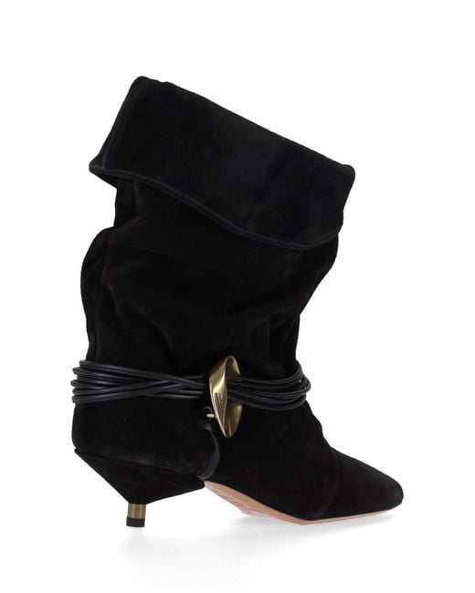 Isabel Marant Black Suede Heeled Ankle Boots 'Edrika'