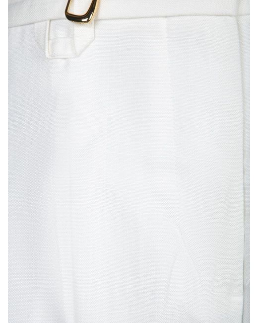 Jacquemus White Straight-Cut Trousers With Metal Ring Detail