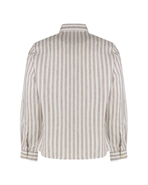 Sonrisa White Striped Linen Shirt for men