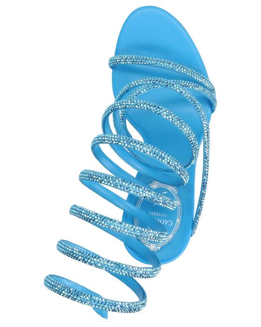 Rene Caovilla Blue Margot 105mm Crystal-embellished Sandals