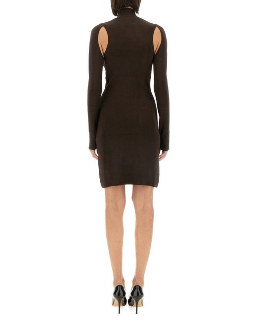 Helmut Lang Black Ribbed Turtleneck Mini Dress