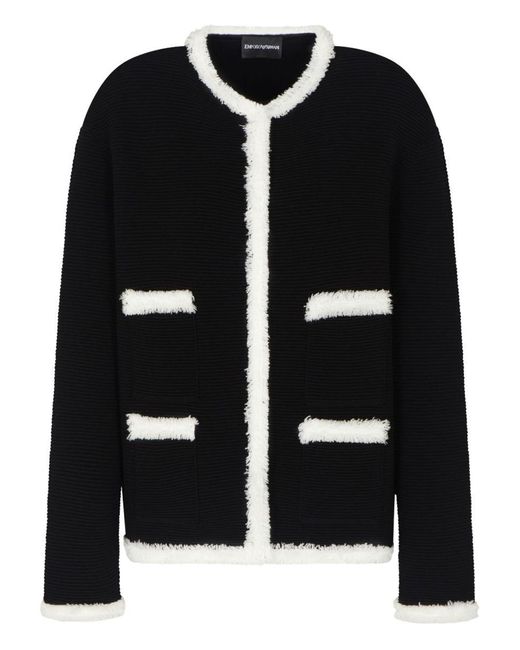 Emporio Armani Black Crewneck Blazer Jacket