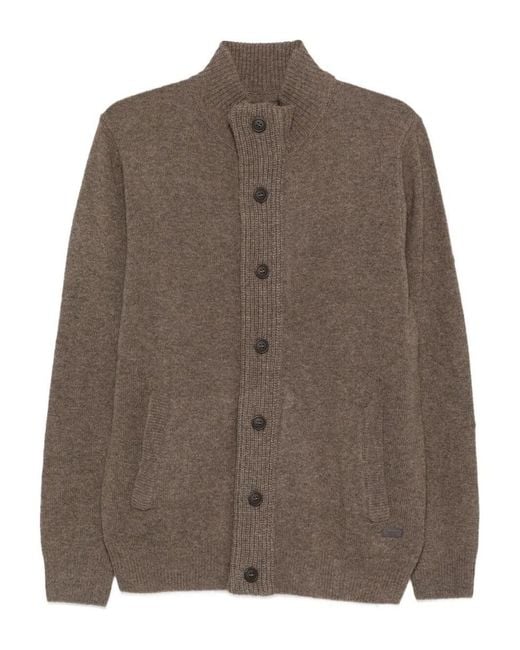 Barbour Brown "essential Patch Zip Through" Knitwear Clothing for men