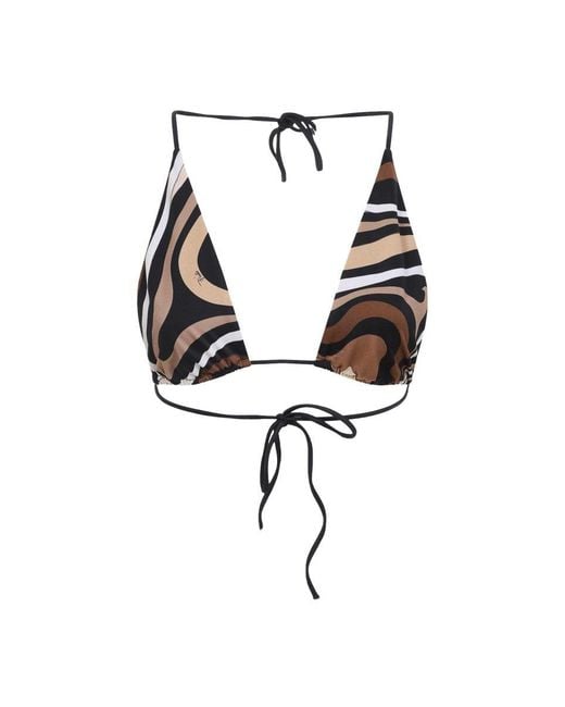 Emilio Pucci Metallic "Marble" Print Bikini Top