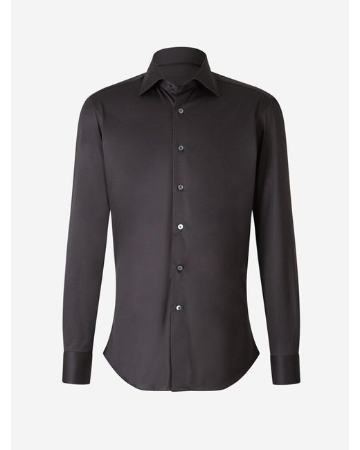 Fray Black Micro Knit Shirt for men