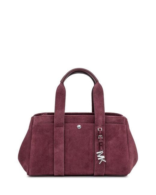 Michael Kors Purple Suede Satchel Bag With Charm Logo