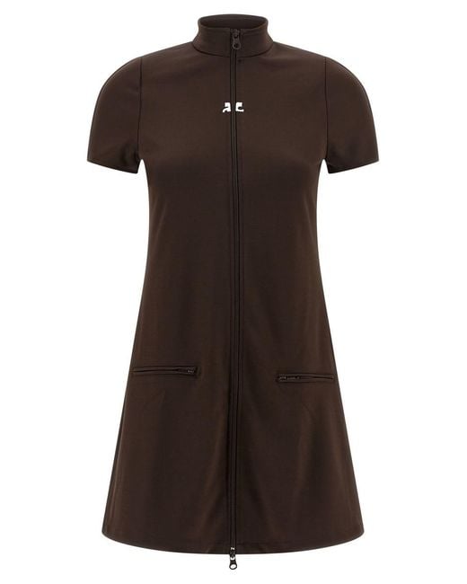 Courreges Brown 'Interlock Tracksuit Mini' Dress