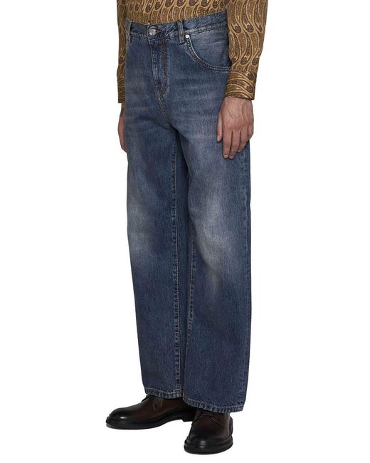 Etro Blue Easy Fit Denim Cotton Jeans for men