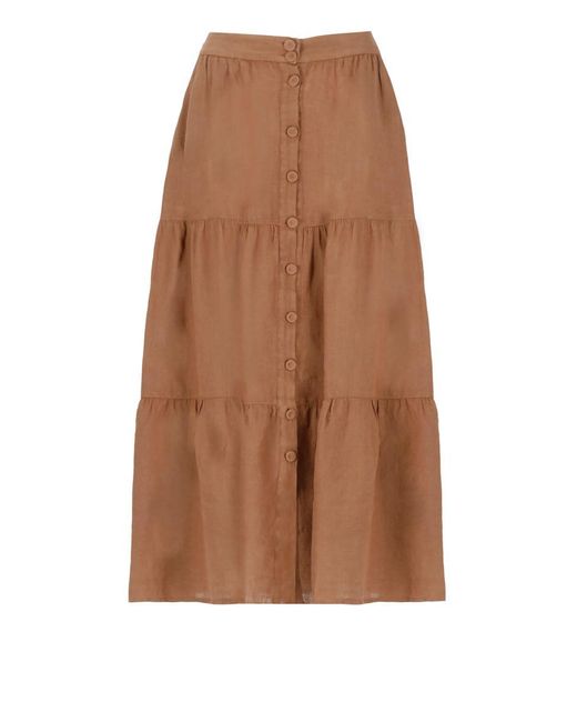 120% Lino Brown Skirts