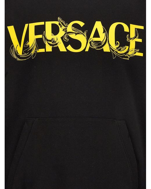 Versace Black Logo-Print Hoodie for men