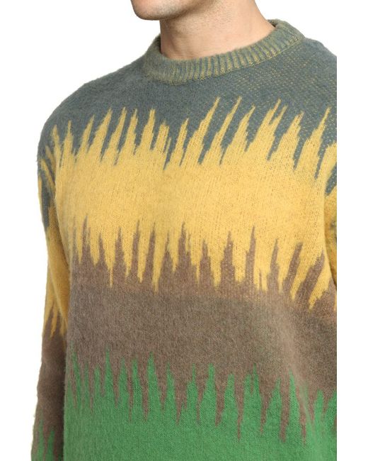 Piacenza Cashmere Green Crew-neck Wool Sweater for men