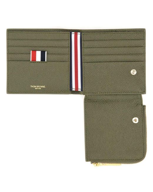Thom Browne Green Leather Wallet for men