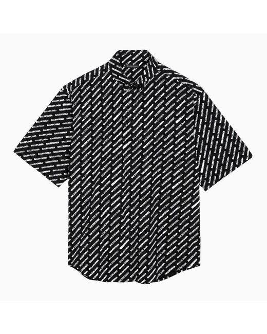 Balenciaga Button Down Shirt With Logo Print in Black for Men Lyst