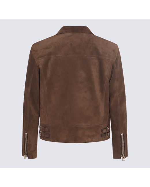 Tom Ford Brown Suede Nail Casual Jackets, Parka for men